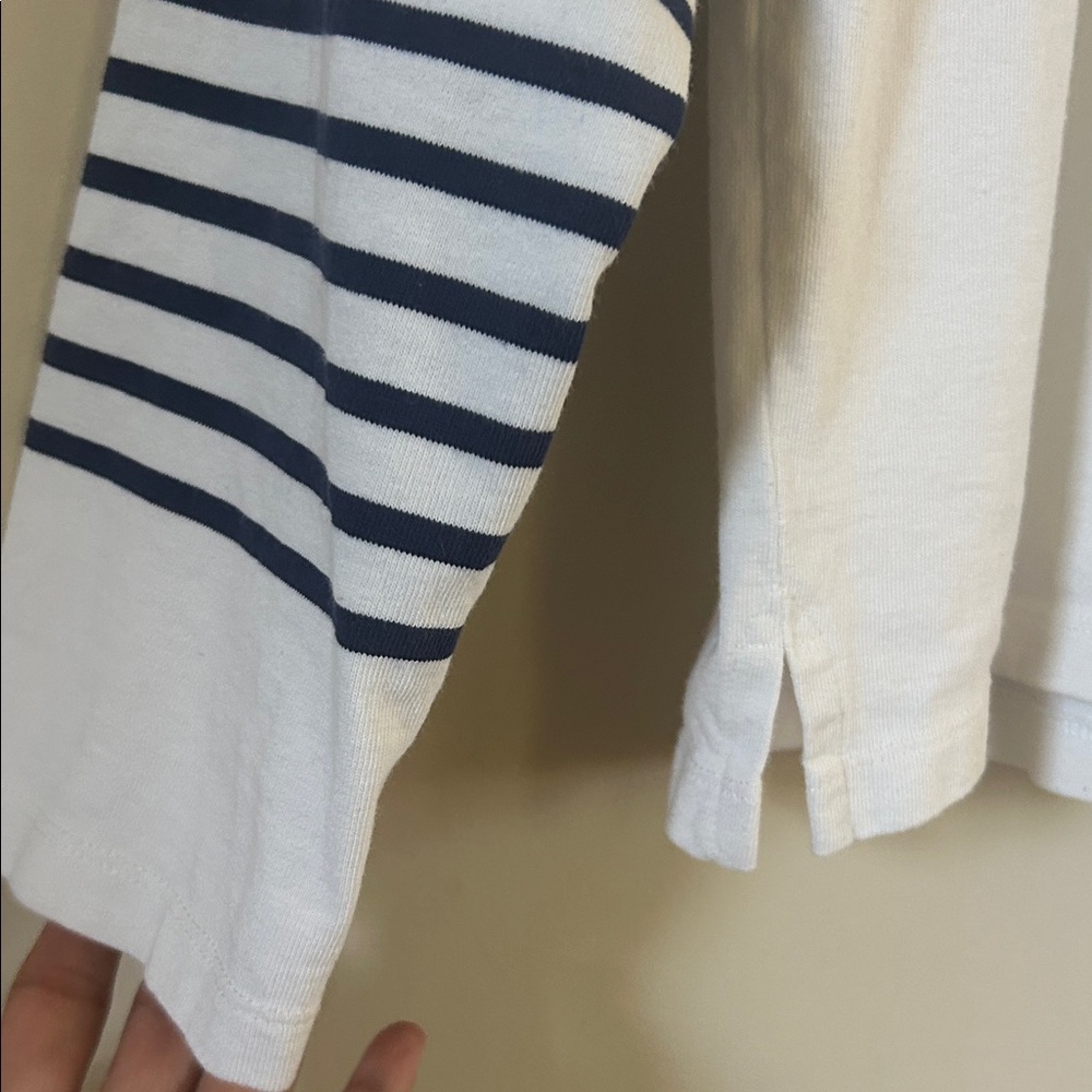 J. Crew White and Navy Striped Polo Shirt 16 - Picture 4 of 6